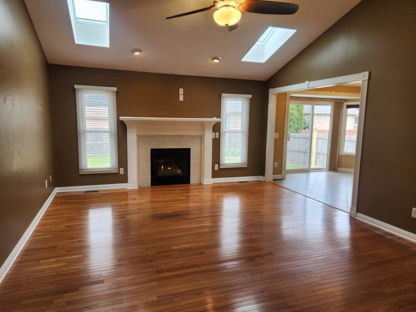 Vaulted great room open to sunroom