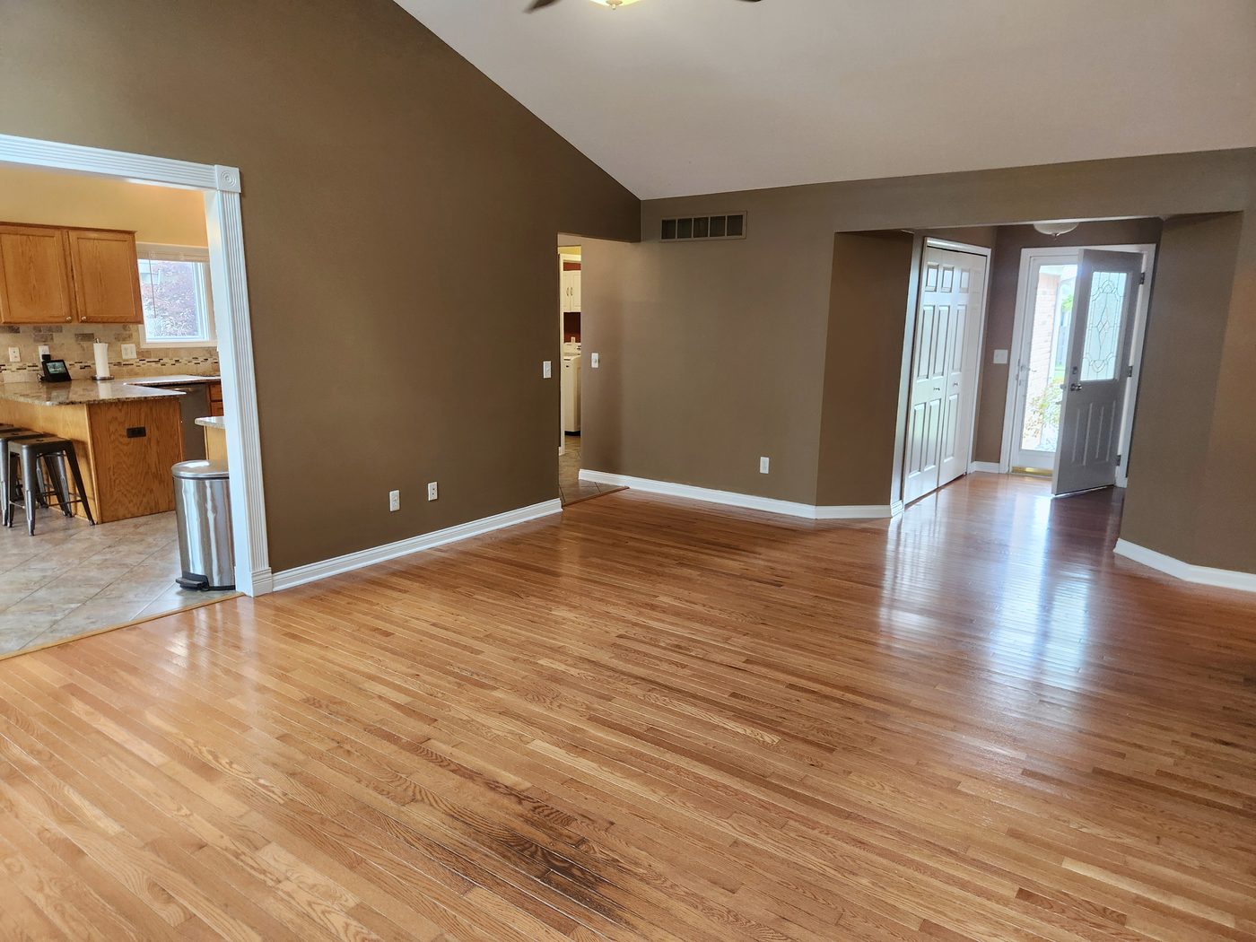 Hardwood living and dining rooms